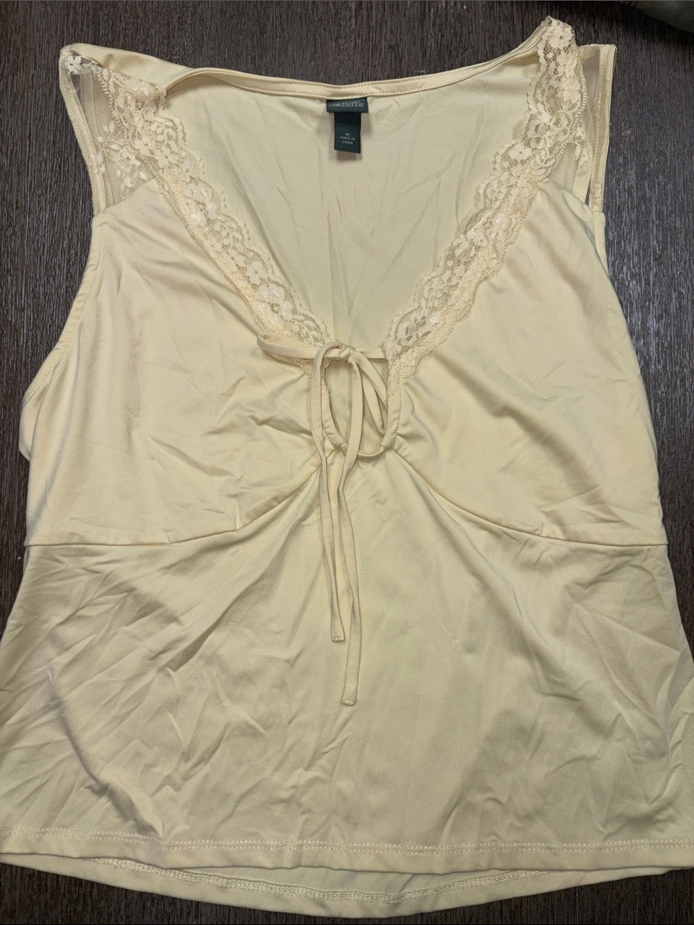 Women’s yellow Lace-Trim Tie-Front Tank